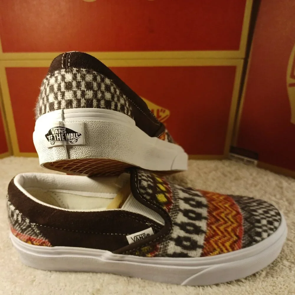 Vans Men's 4.5/Women's 6 Slip On Fair Isle Brown Woven Textile VN0A5JMHBF